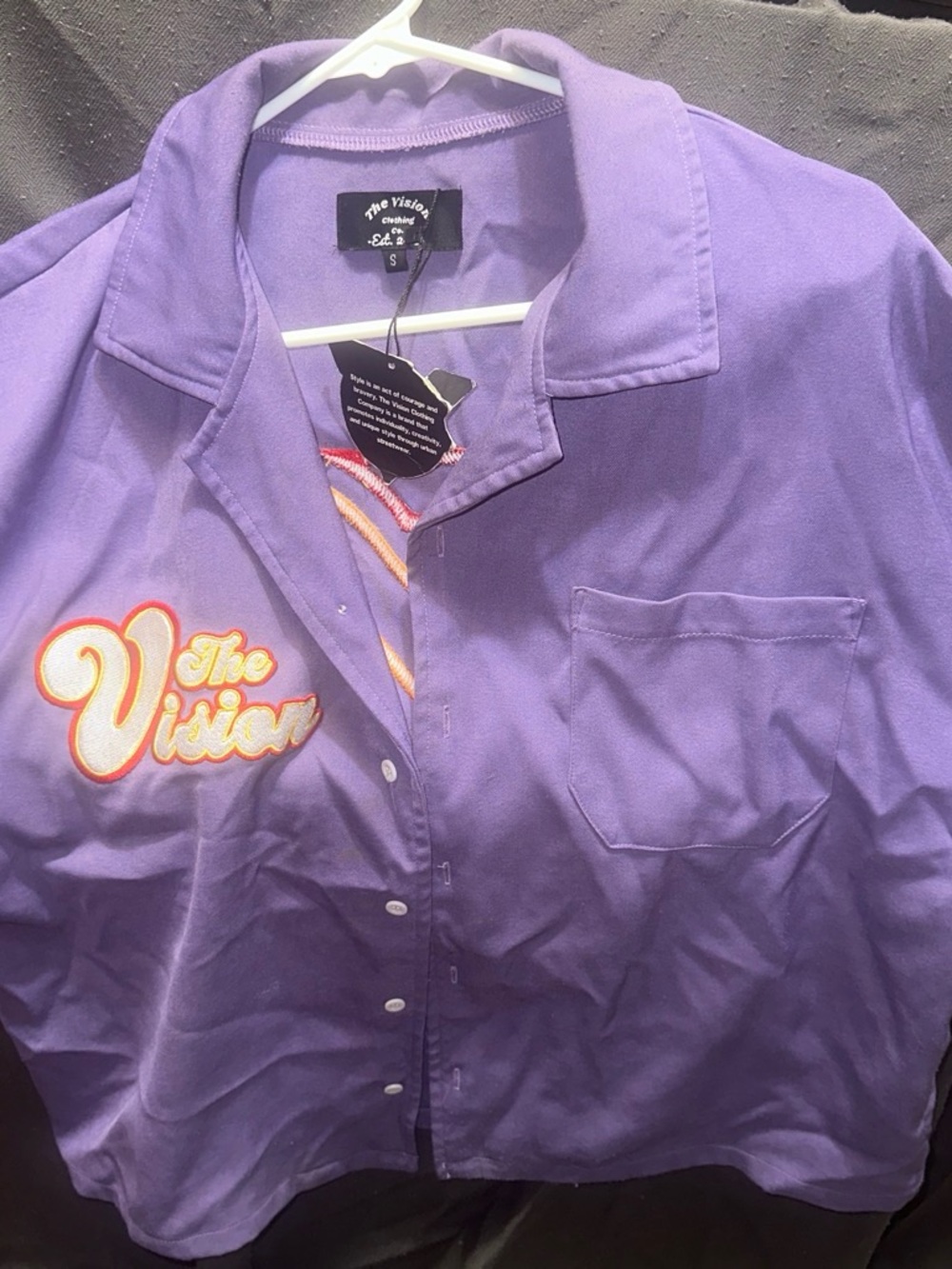 The vision purple button up shirt